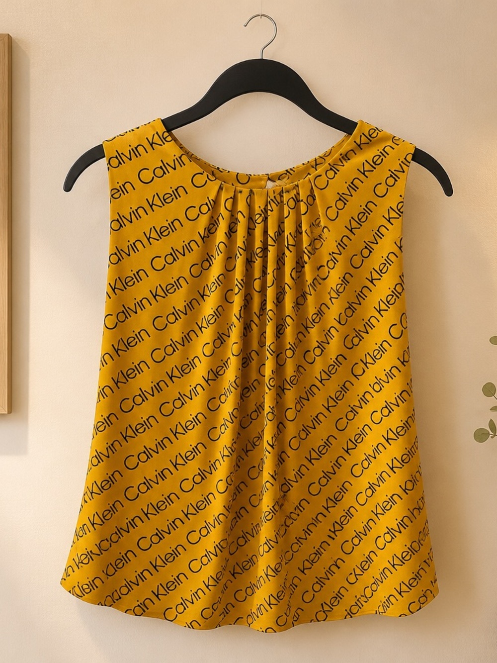 Calvin Klein Yellow Logo Print Sleeveless Camisole